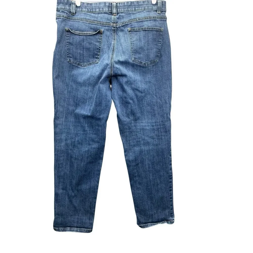 Talbots Jeans Womens 14 Curvy Simply Flattering 5 Pocket Straight Blue Denim - Picture 4 of 11